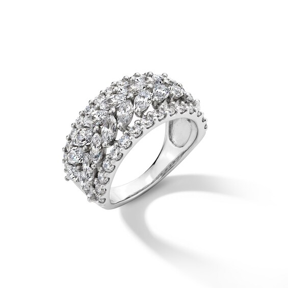 3 CT. T.w. Marquise and Round Certified Lab-Grown Diamond Multi-Row Anniversary Band in 14K White Gold (F/Vs2)