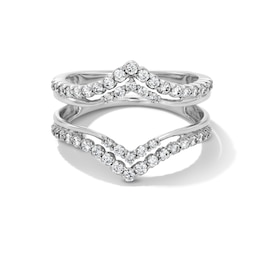 5/8 CT. T.W. Diamond Double Row Chevron Solitaire Enhancer in 14K White Gold