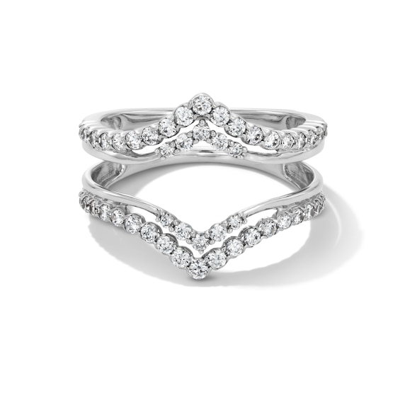 5/8 CT. T.w. Diamond Double Row Chevron Solitaire Enhancer in 14K White Gold