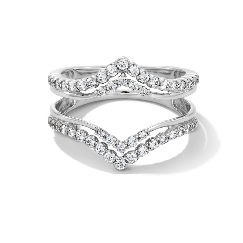 Main Image 1 of 5/8 CT. T.W. Diamond Double Row Chevron Solitaire Enhancer in 14K White Gold
