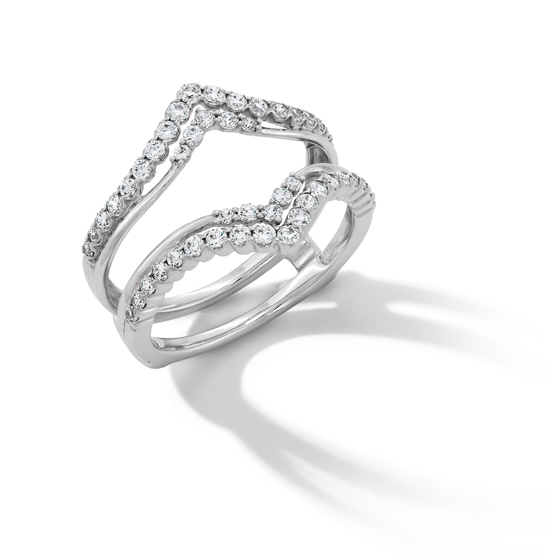 Main Image 2 of 5/8 CT. T.W. Diamond Double Row Chevron Solitaire Enhancer in 14K White Gold