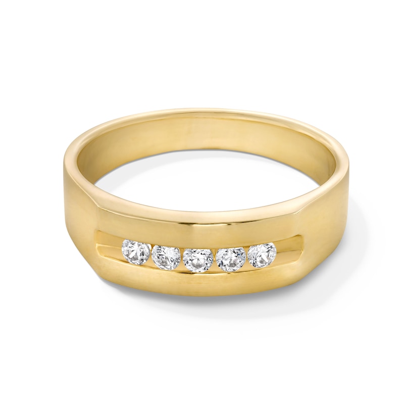 Main Image 1 of 1/4 CT. T.W. Diamond Five Stone Channel Anniversary Band in 14K Gold