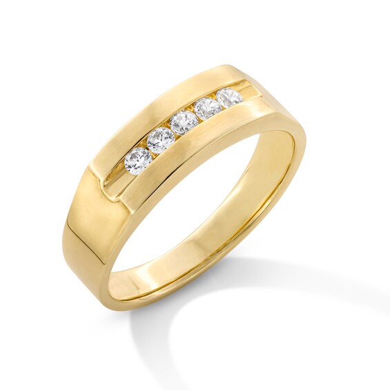 1/4 CT. T.w. Diamond Five Stone Channel Anniversary Band in 14K Gold