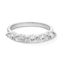 1 CT. T.W. Marquise-Cut Diamond Double Row Anniversary Band in 14K White Gold