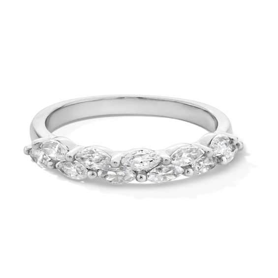 1 CT. T.w. Marquise-Cut Diamond Double Row Anniversary Band in 14K White Gold