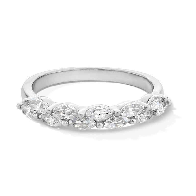 Main Image 1 of 1 CT. T.W. Marquise-Cut Diamond Double Row Anniversary Band in 14K White Gold