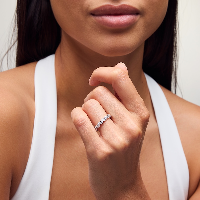 Main Image 2 of 1 CT. T.W. Marquise-Cut Diamond Double Row Anniversary Band in 14K White Gold