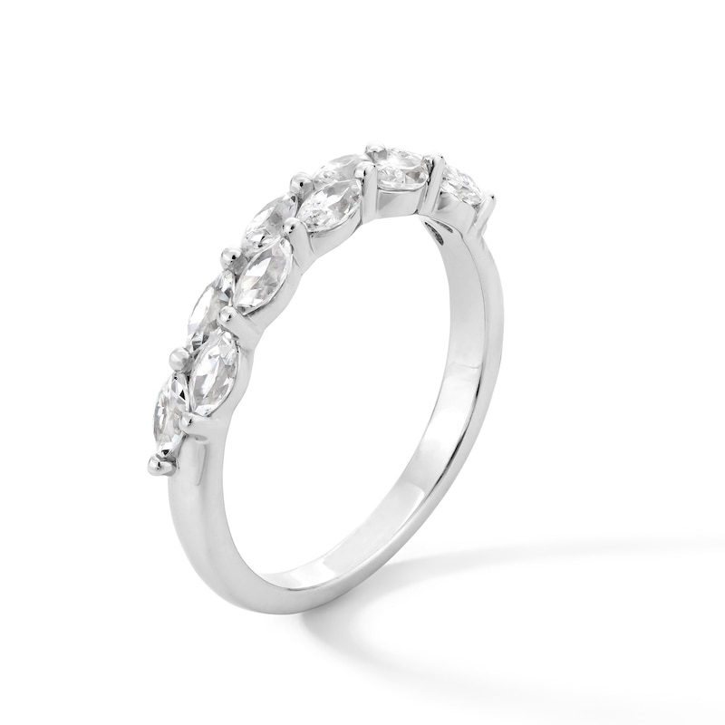 Main Image 3 of 1 CT. T.W. Marquise-Cut Diamond Double Row Anniversary Band in 14K White Gold