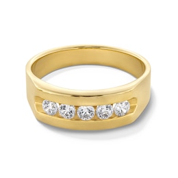 1/2 CT. T.W. Diamond Five Stone Channel Anniversary Band in 14K Gold