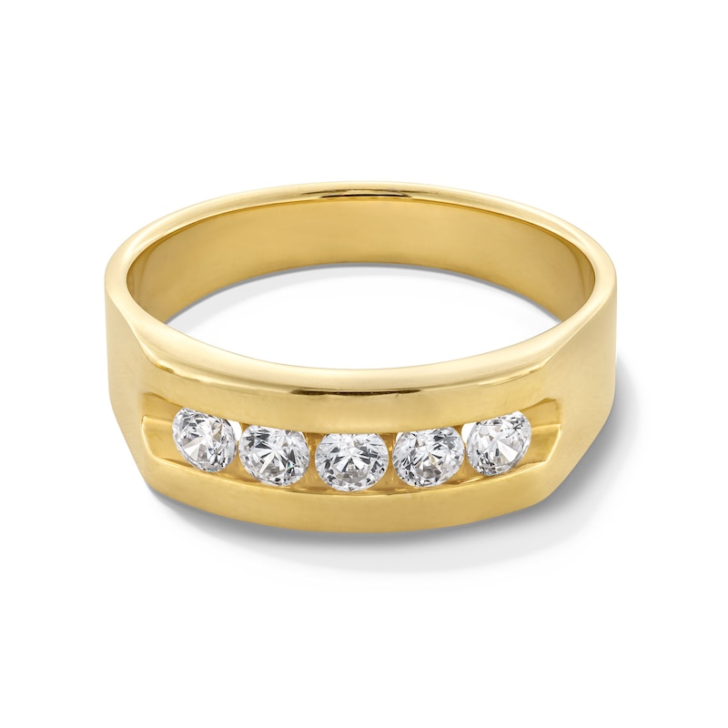 Main Image 1 of 1/2 CT. T.W. Diamond Five Stone Channel Anniversary Band in 14K Gold