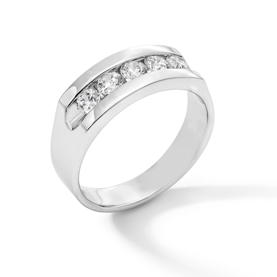 1 CT. T.w. Diamond Five Stone Channel Anniversary Band in 14K White Gold