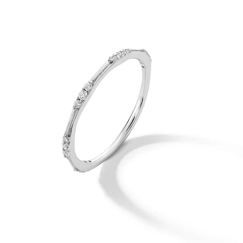 Main Image 3 of 1/6 CT. T.W. Diamond Bamboo Vintage-Style Stackable Anniversary Band in 10K White Gold
