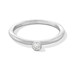 1/8 CT. Diamond Bezel-Set Solitaire Stackable Anniversary Band in 10K White Gold (I/I2)