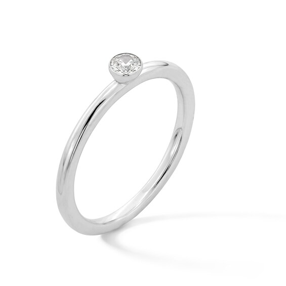 1/8 CT. Diamond Bezel-Set Solitaire Stackable Anniversary Band in 10K White Gold (I/I2)