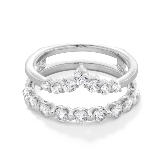1 CT. T.w. Diamond Graduated Chevron Solitaire Enhancer in 14K White Gold