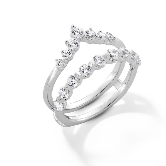 1 CT. T.w. Diamond Graduated Chevron Solitaire Enhancer in 14K White Gold