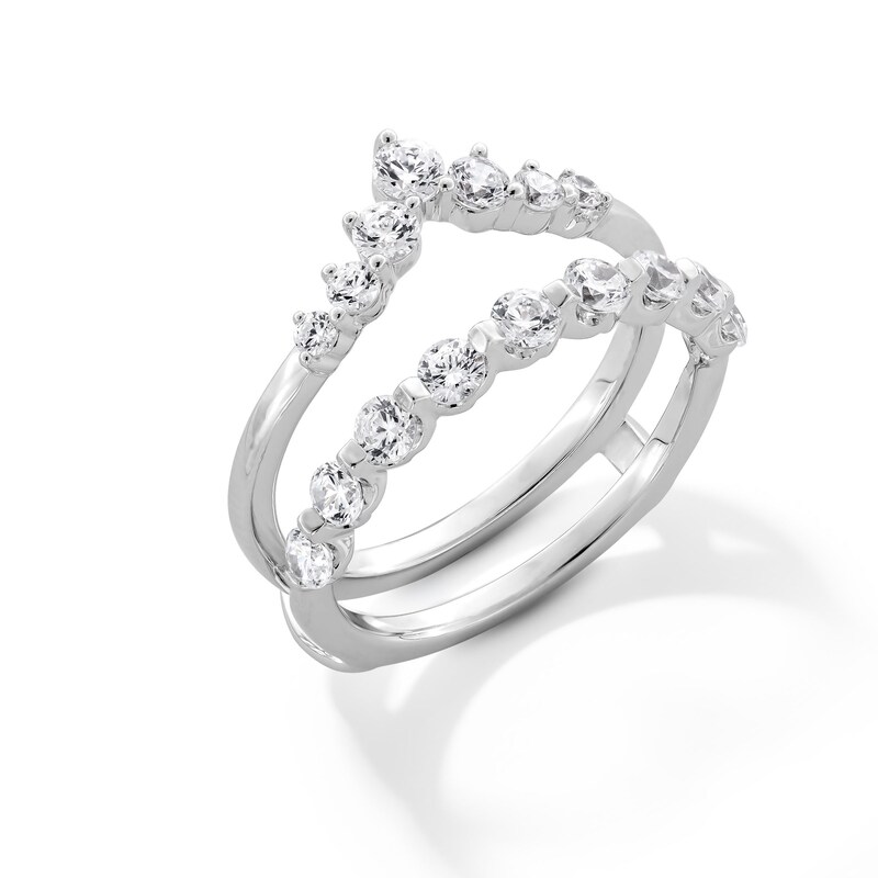 Main Image 3 of 1 CT. T.W. Diamond Graduated Chevron Solitaire Enhancer in 14K White Gold