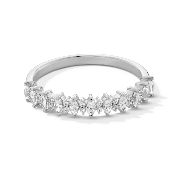 Main Image 1 of 3/8 CT. T.W. Marquise and Round Diamond Alternating Stackable Anniversary Band in 14K White Gold