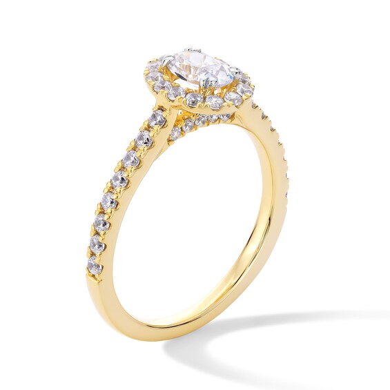 1 CT. T.w. Oval Certified Lab-Grown Diamond Frame Engagement Ring in 14K Gold (F/Si2)