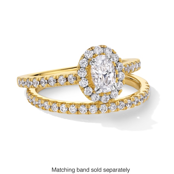 1 CT. T.w. Oval Certified Lab-Grown Diamond Frame Engagement Ring in 14K Gold (F/Si2)