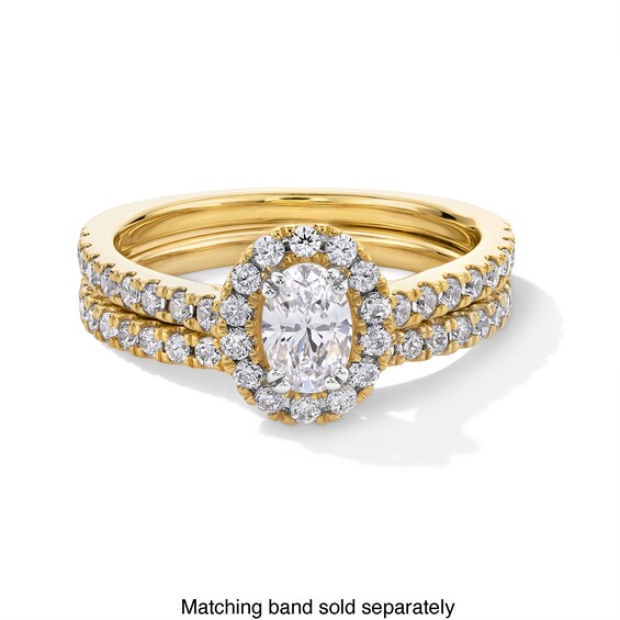 1 CT. T.w. Oval Certified Lab-Grown Diamond Frame Engagement Ring in 14K Gold (F/Si2)