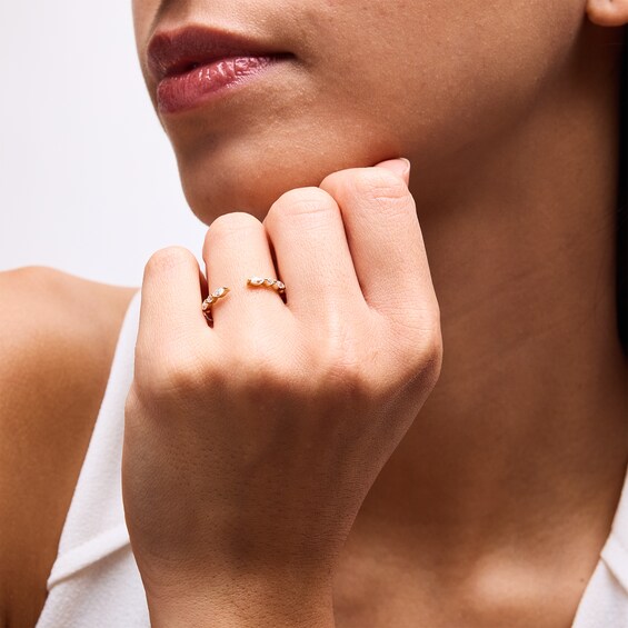 1/2 CT. T.w. Marquise and Round Diamond Alternating Open Shank Stackable Anniversary Band in 14K Gold - Size 7