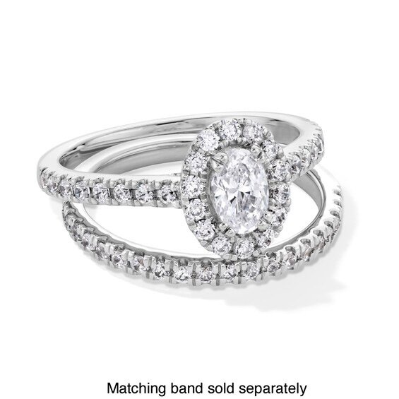 1 CT. T.w. Oval Certified Lab-Grown Diamond Frame Engagement Ring in 14K White Gold (F/Si2)