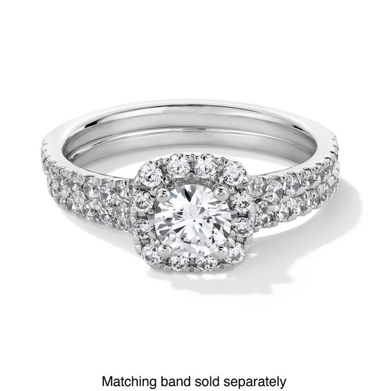 1 CT. T.w. Certified Lab-Grown Diamond Cushion Frame Split Shank Engagement Ring in 14K Gold (F/Si2
