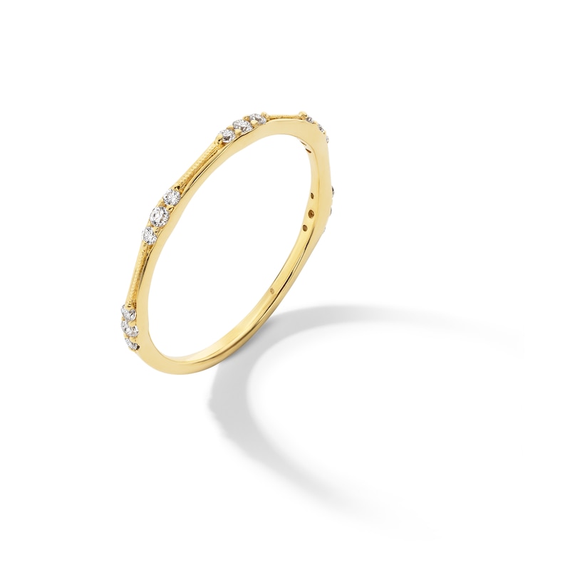 Main Image 3 of 1/6 CT. T.W. Diamond Bamboo Vintage-Style Stackable Anniversary Band in 10K Gold