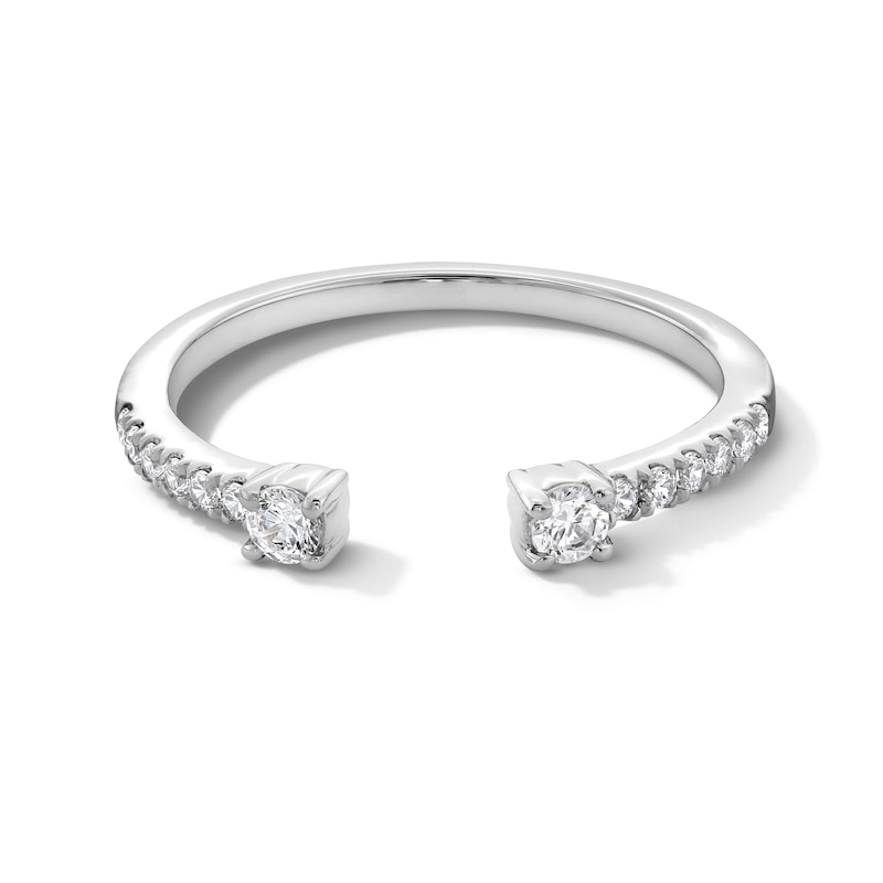 Main Image 1 of 1/4 CT. T.W. Diamond Open Shank Stackable Anniversary Band in 14K White Gold - Size 7