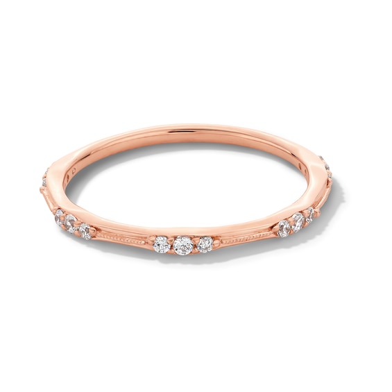 1/6 CT. T.w. Diamond Bamboo Vintage-Style Stackable Anniversary Band in 10K Rose Gold