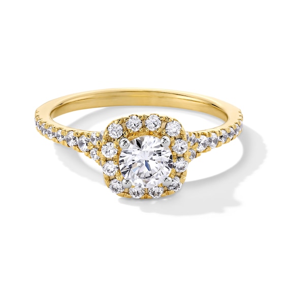 1 CT. T.w. Certified Lab-Grown Diamond Cushion Frame Split Shank Engagement Ring in 14K Gold (F/Si2)