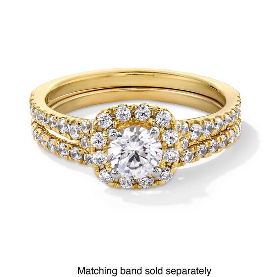 1 CT. T.w. Certified Lab-Grown Diamond Cushion Frame Split Shank Engagement Ring in 14K Gold (F/Si2)
