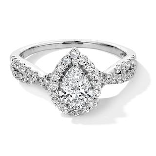 Classic Symphony 1 CT. T.W. Pear-Shaped Certified Lab-Grown Diamond Frame Engagement Ring in 14K White Gold (F/SI2)