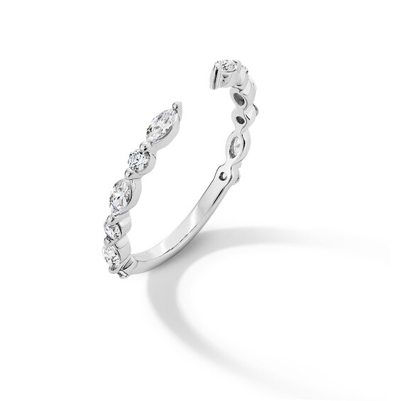 1/2 CT. T.w. Marquise and Round Diamond Alternating Open Shank Stackable Anniversary Band in 14K Gold