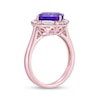 Thumbnail Image 2 of Asscher-Cut Amethyst and White Lab-Created Sapphire Tilted Frame Ring in Sterling Silver with 14K Rose Gold Plate