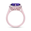 Thumbnail Image 4 of Asscher-Cut Amethyst and White Lab-Created Sapphire Tilted Frame Ring in Sterling Silver with 14K Rose Gold Plate