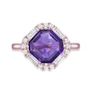Thumbnail Image 5 of Asscher-Cut Amethyst and White Lab-Created Sapphire Tilted Frame Ring in Sterling Silver with 14K Rose Gold Plate