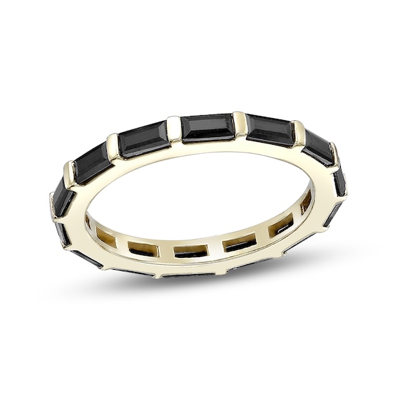 Baguette-Cut Black Spinel Band Sterling Silver with 14K Gold Plate