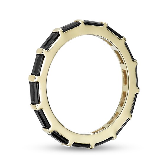 Baguette-Cut Black Spinel Band Sterling Silver with 14K Gold Plate