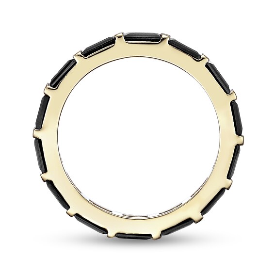Baguette-Cut Black Spinel Band Sterling Silver with 14K Gold Plate
