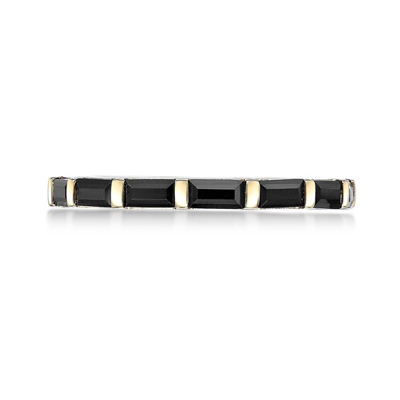 Baguette-Cut Black Spinel Band Sterling Silver with 14K Gold Plate