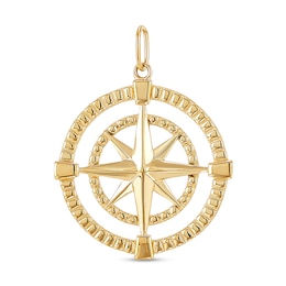 Openwork Compass Necklace Charm in Solid 10K Gold