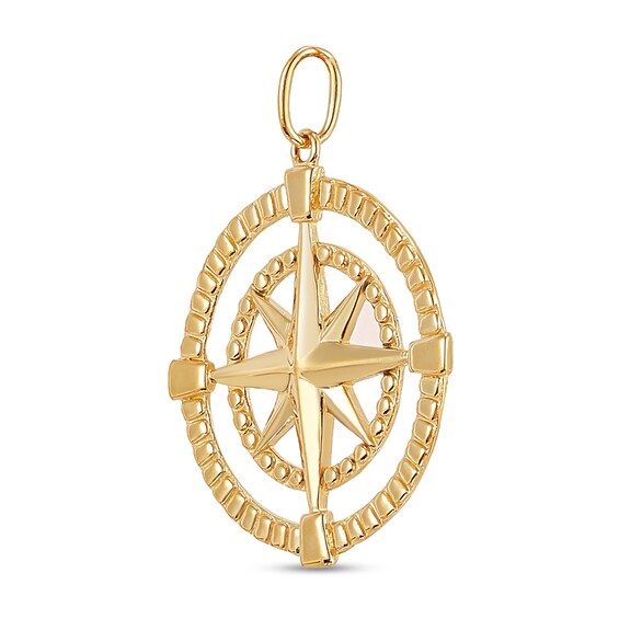 Openwork Compass Necklace Charm in Solid 10K Gold