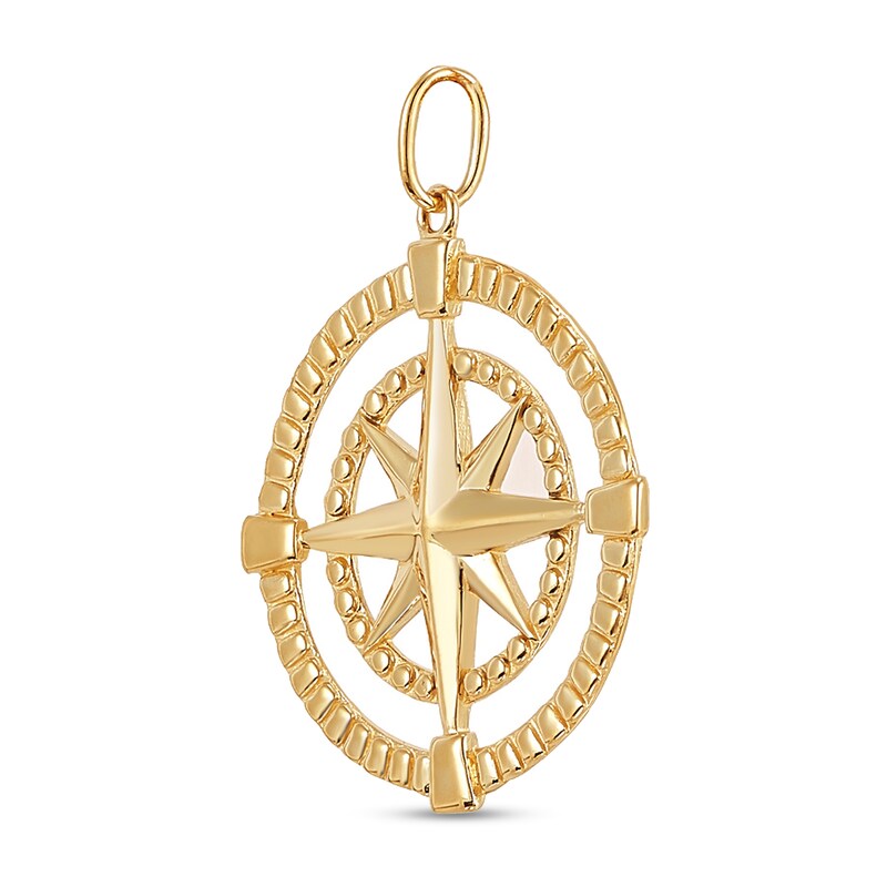 Main Image 2 of Openwork Compass Necklace Charm in Solid 10K Gold