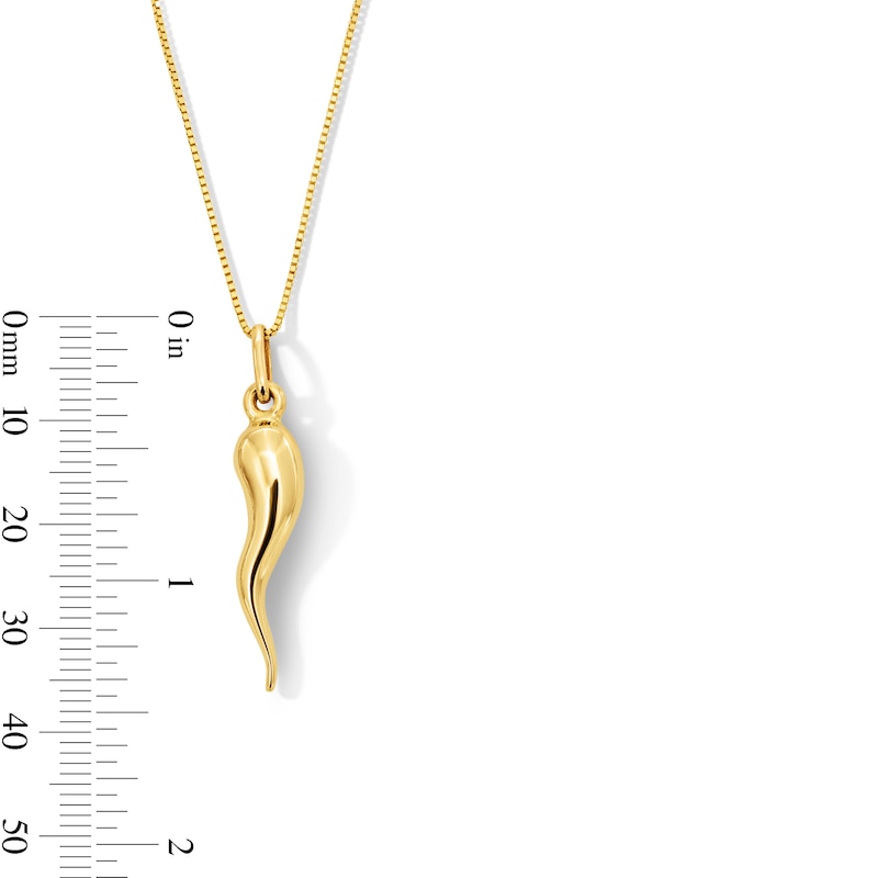 Main Image 4 of Italian Horn Pendant in Hollow 14K Gold - 20”