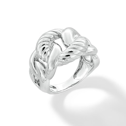 Twist Rope Chain Link Ring in Semi-Solid Sterling Silver - Size 7.75