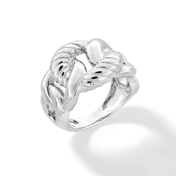 Twist Rope Chain Link Ring in Semi-Solid Sterling Silver - Size 7.75