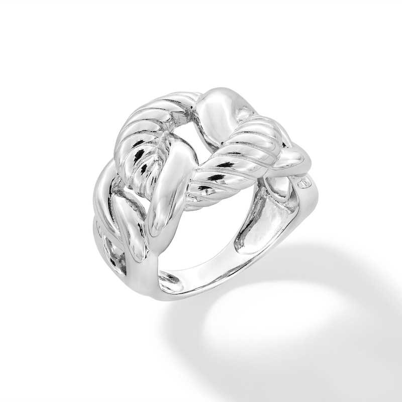 Main Image 1 of Twist Rope Chain Link Ring in Semi-Solid Sterling Silver - Size 7.75