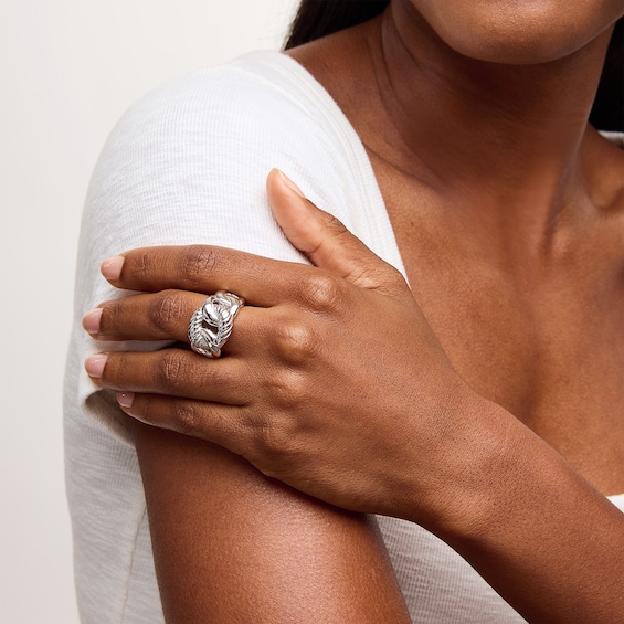 Twist Rope Chain Link Ring in Semi-Solid Sterling Silver - Size 7.75